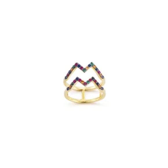 HUGE SALE🎉Multi-Colored Gold-Toned Rainbow Ring - Picture 1 of 3